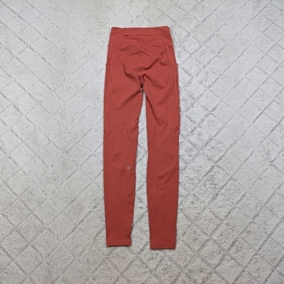 Lululemon Leggings Women's 2 Pink Brick Rose Time To Sweat Tight Run Luxtreme 28 - Picture 7 of 10